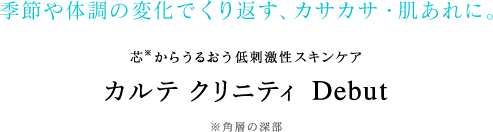 季節や体調の変化でくり返す、カサカサ・肌あれに。 芯からうるおう低刺激性スキンケア カルテ クリニティ  Debut