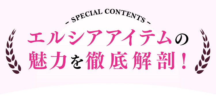 SPECIAL CONTENTS エルシアアイテムの魅力を徹底解剖!