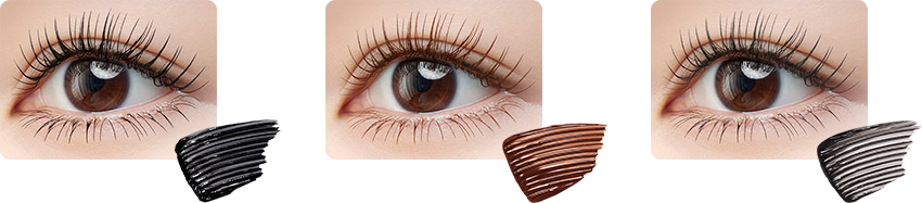 01 漆黒ブラック/02 ブラウン/03 クリアブラックの使用イメージ