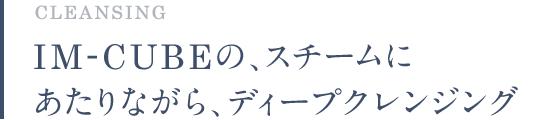 CLEANSING IM-CUBEの、スチームにあたりながら、ディープクレンジング