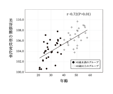 美容筋膜の形状変化率