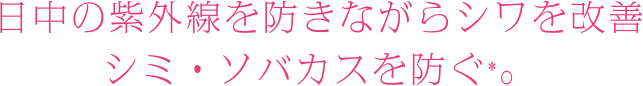 日中の紫外線を防きながらシワを改善 シミ・ソバカスを防ぐ*。