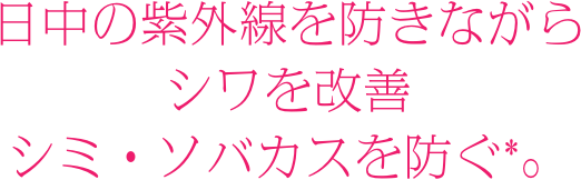 日中の紫外線を防きながらシワを改善 シミ・ソバカスを防ぐ*。