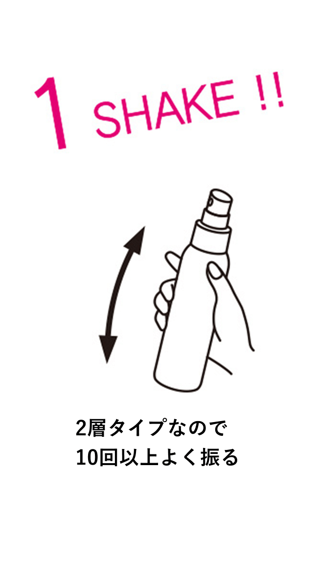 1 SHAKE!! 2層タイプなので10回以上よく降る