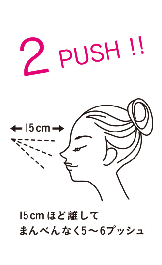 2 PUSH!! 15cmほど離してまんべんなく5～6プッシュ