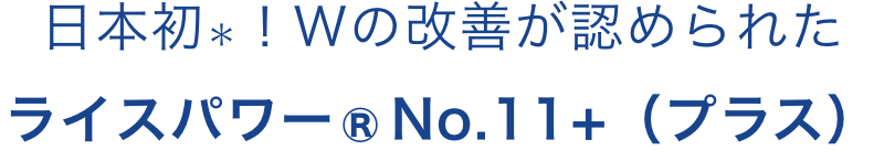 日本初＊！Wの改善が認められたライスパワー®No.11+（プラス）