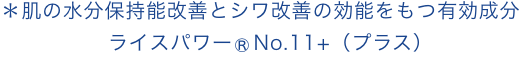 ＊肌の水分保持能改善とシワ改善の効能をもつ有効成分 ライスパワー®No.11+（プラス）