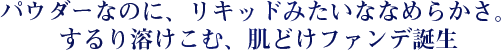 パウダーなのに、リキッドみたいななめらかさ。するり溶けこむ、肌どけファンデ誕生