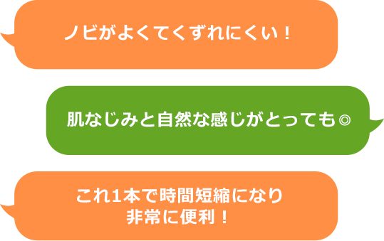 ノビがよくてくずれにくい！　肌なじみと自然な感じがとっても◎　これ1本で時間短縮になり非常に便利！