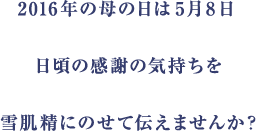 2016年の母の日は5月8日 日頃の感謝の気持ちを雪肌精にのせて伝えませんか？