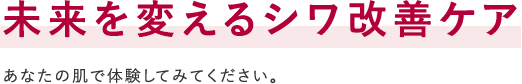 未来を変えるシワ改善ケア あなたの肌で体験してみてください。