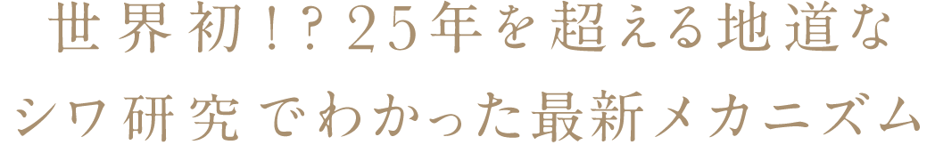 世界初!? 30年を超える地道なシワ研究でわかった最新メカニズム