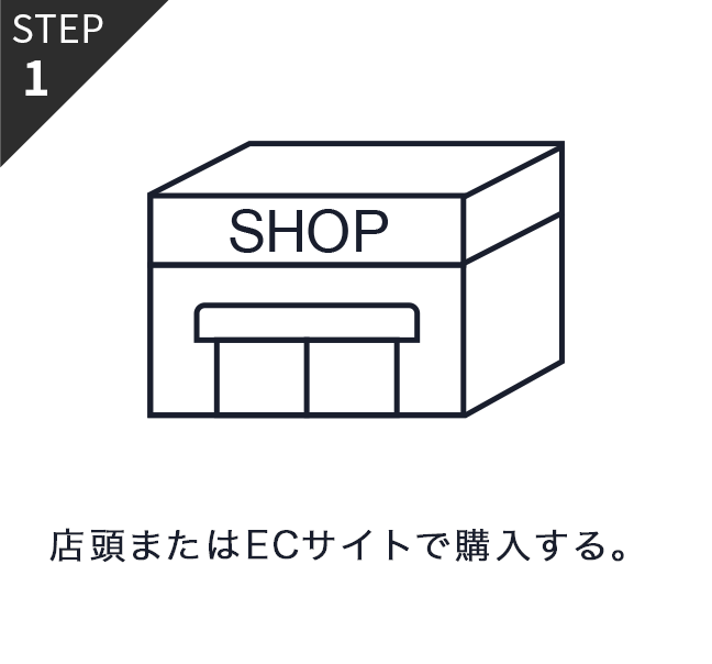 STEP1 店頭またはECサイトで購入する。