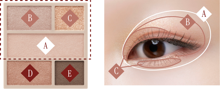 使用方法 パレット左上からB、C、A、D、E